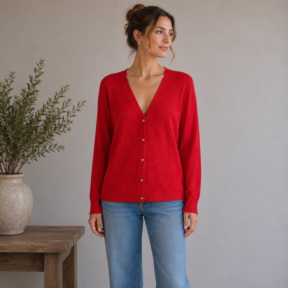 Draper James Coral Red Textured Stitch Cardigan NWT XL